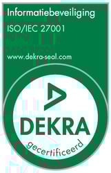 Dekra-certificaat voor informatiebeveiliging volgens ISO/IEC 27001-norm.